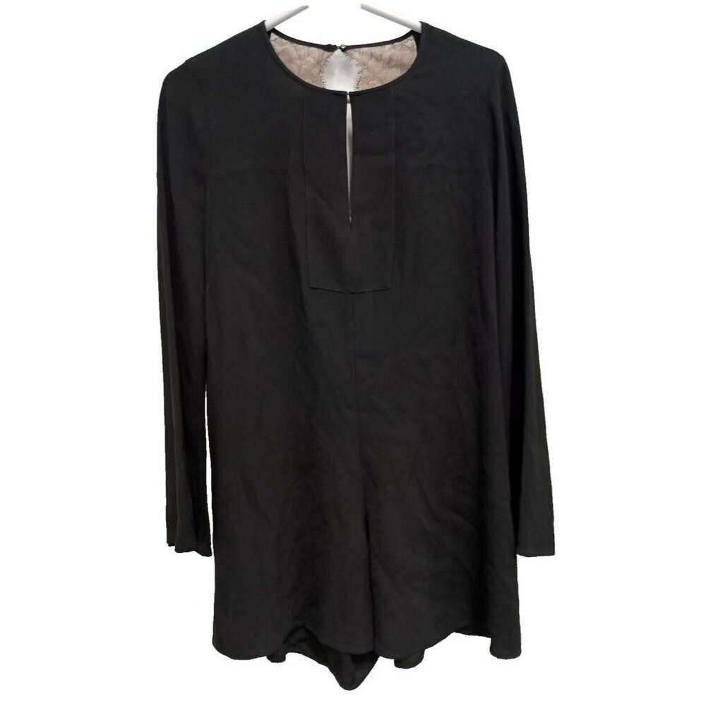 BCBG Mazazria Womens Romper Size XS Black Lace Long Flare Sleeve BOHO Whimsigoth